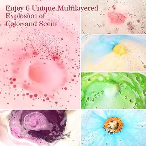 Organic Shea & Cocoa Butter Handmade Bath Bombs Gift Set - 6 Pack Luxury Moisturizing Bath Fizzies for Relaxation, Spa & Self Care Gifts for Women