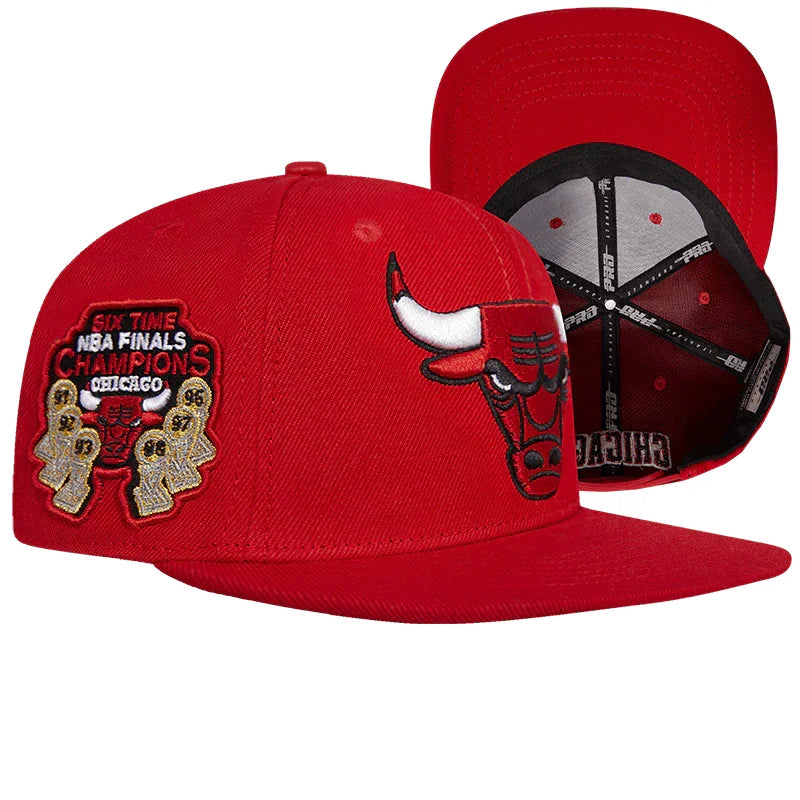 Chicago Bulls 6-Time NBA Champions Wool Snapback Hat - Unisex Adjustable Fitted Cap for Basketball Fans, Streetwear & Casual Outfits
