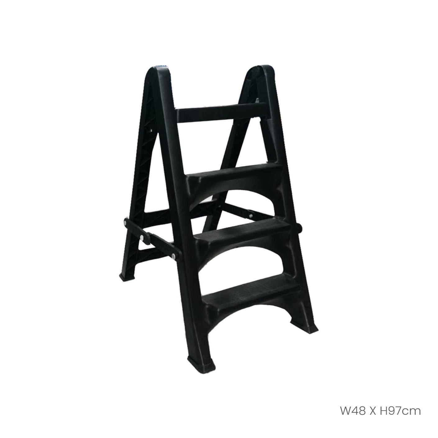 4 Step Plastic Ladder (7743) - Heavy Duty Lightweight Step Stool for Home, Garage, Warehouse - Non-Slip Safety Ladder for Indoor/Outdoor Use