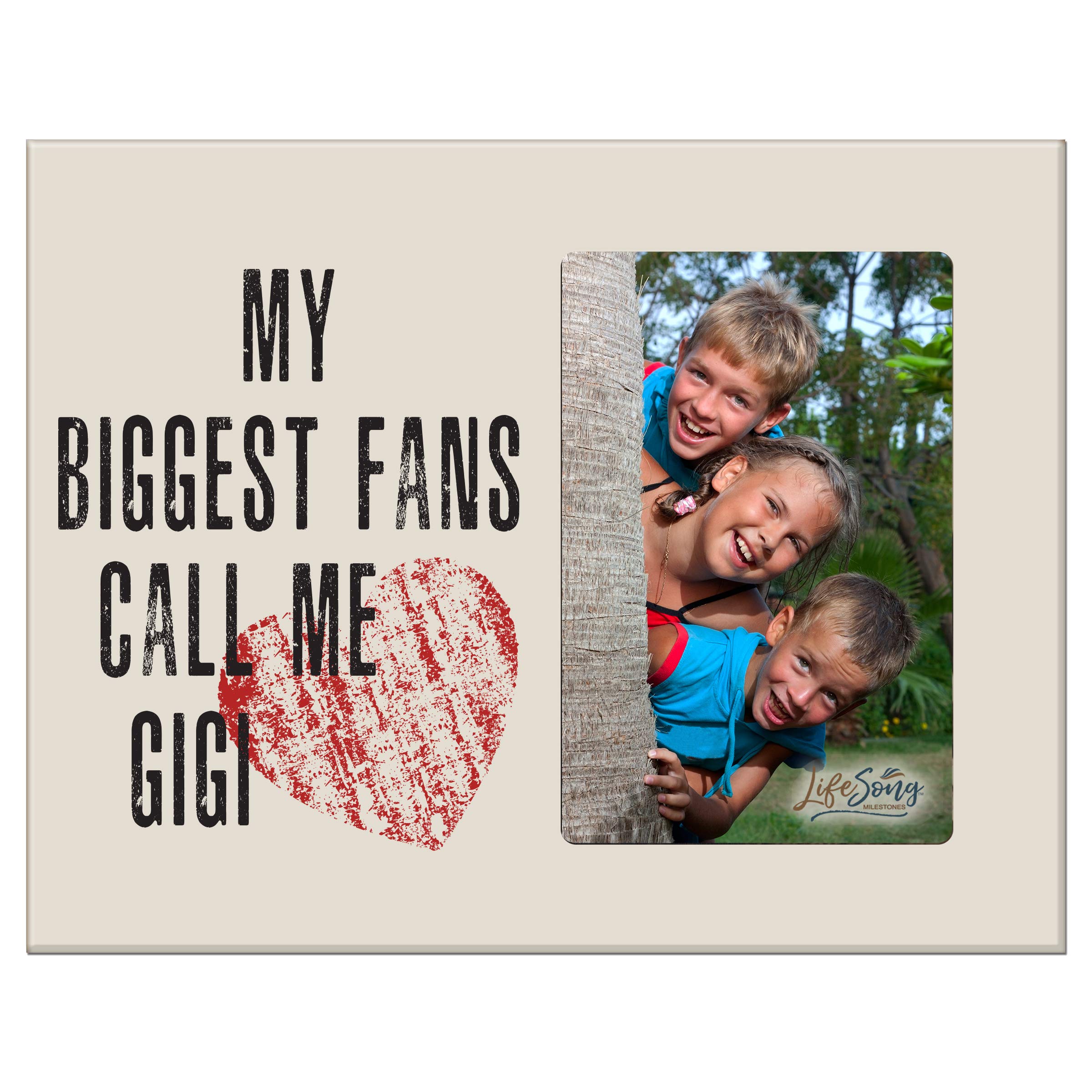 LifeSong Milestones My Biggest Fans Call Me - 8”x10” Photo Frame Gift for Grandmother, Grammy, Mom & Gigi - Holds 4”x6” Picture in Elegant Ivory - Perfect for Mother's Day, Birthday & Family Keepsakes