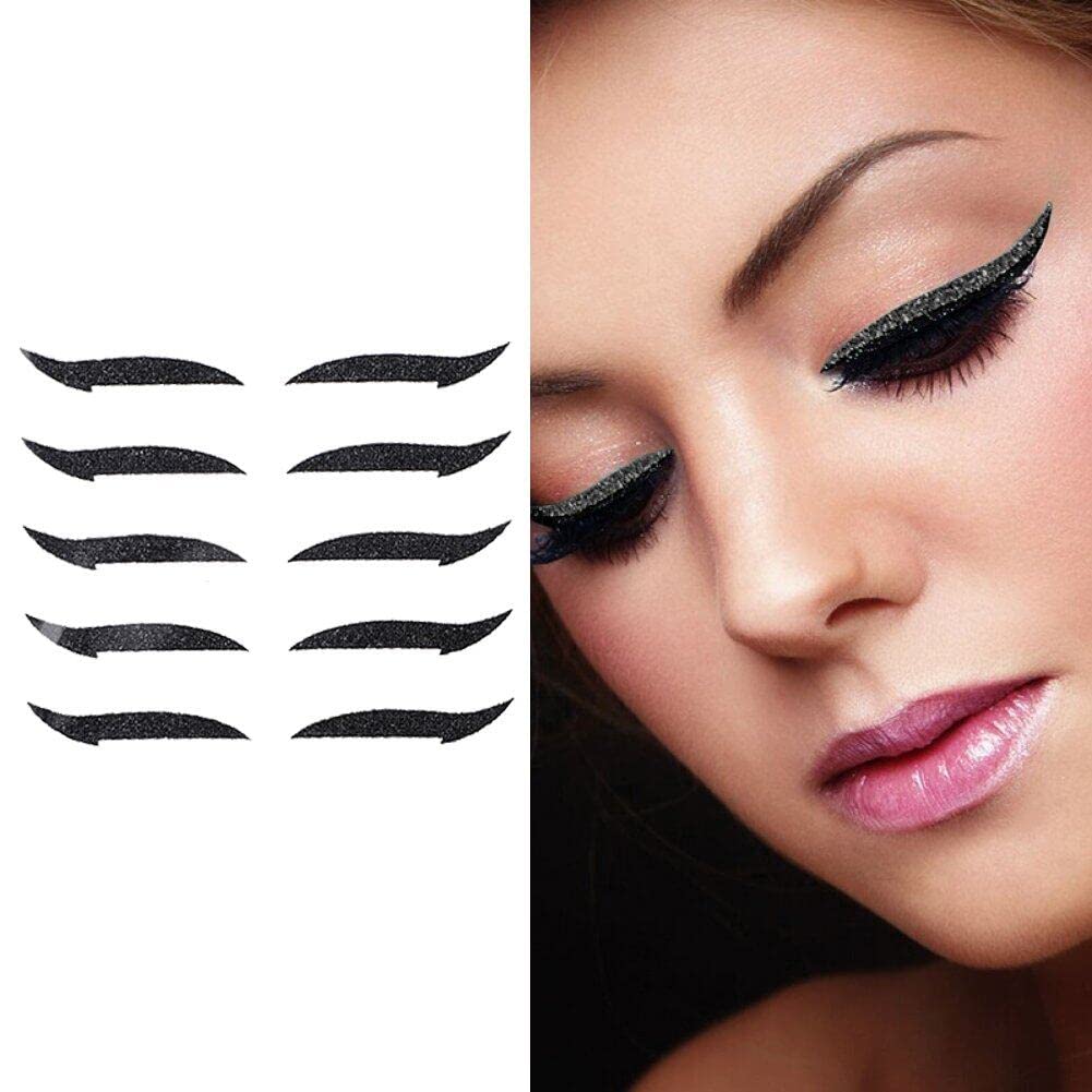 Fopytu Glitter Eyeliner Stickers - Self-Adhesive Waterproof Eye Makeup Strips for Instant Glam Look | Perfect for Parties, Halloween, Cosplay & Special Occasions