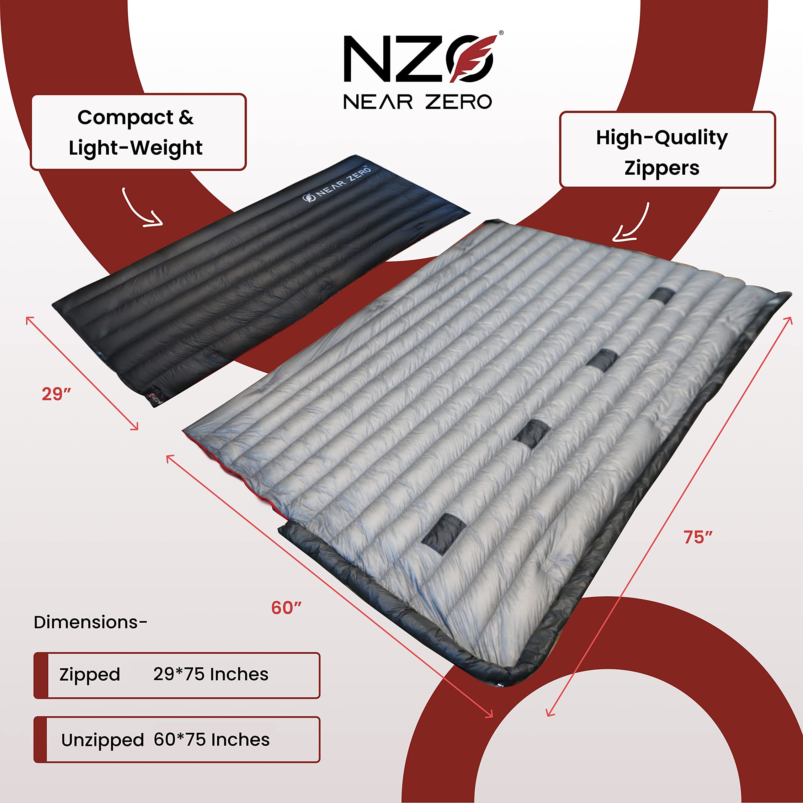NEAR ZERO Quilt ONE Ultralight 850+ Power Down Quilt & Sleeping Bag for Camping, Hiking & Backpacking | Convertible to 2-Person Sleeping System | Compact 4-Season Camping Gear with Compression Sack | Perfect for Outdoor Adventures & Cold Weather Camping