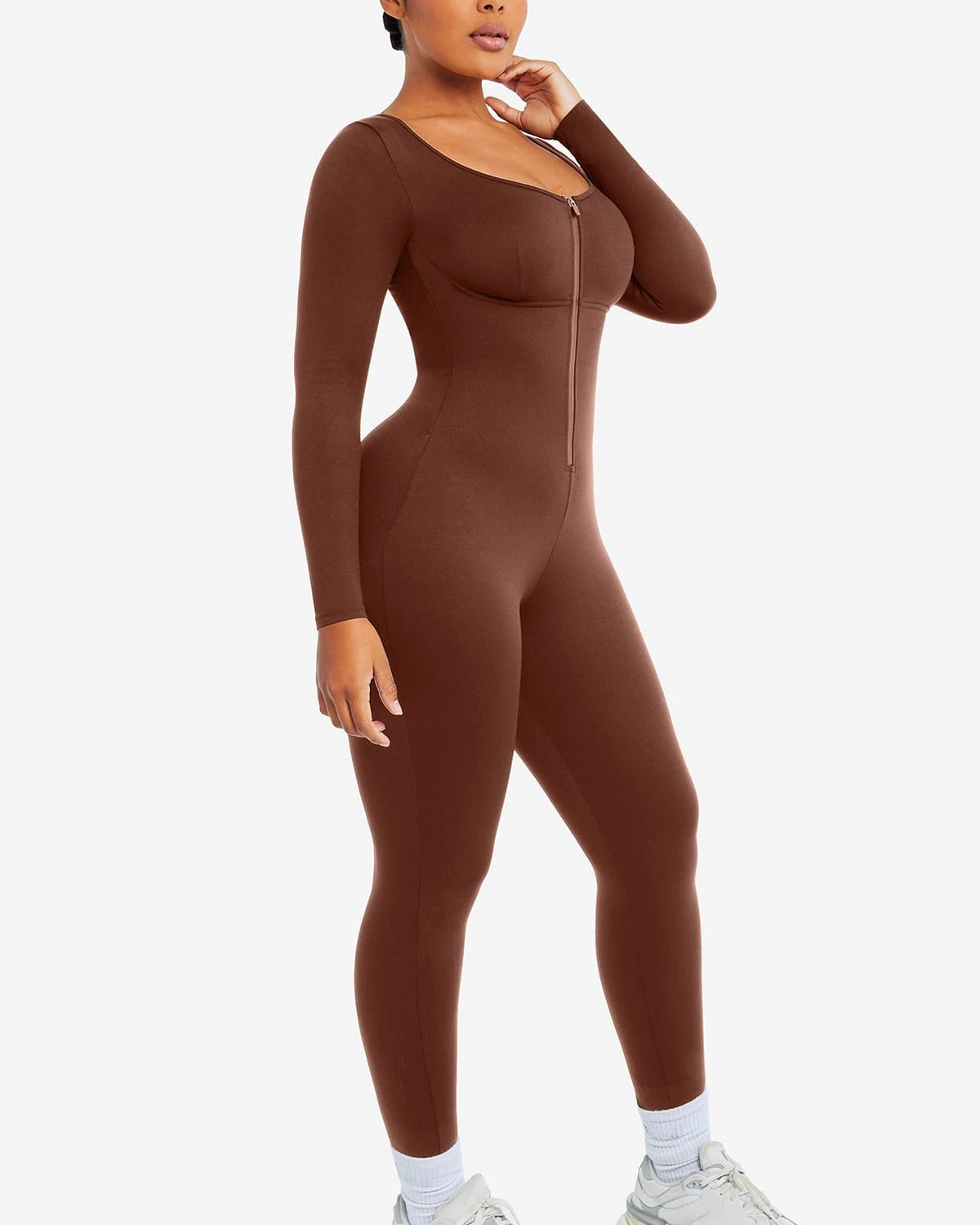 AirSlim® Long Sleeve Sport Shaping Jumpsuit for Women - Slimming Workout Bodysuit with Compression for Yoga, Gym & Running - Tummy Control & Body Shaper Activewear