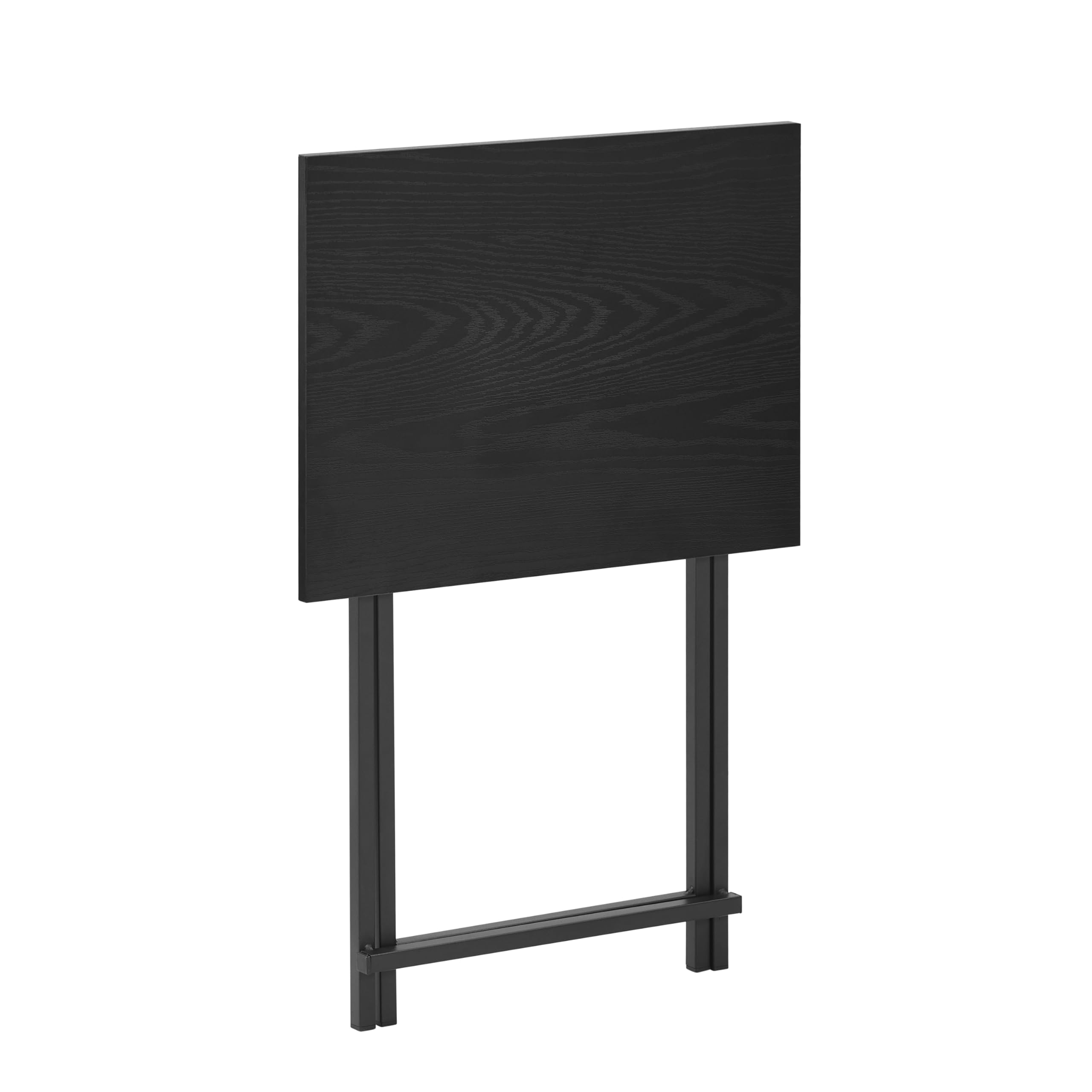 2-Pack Folding TV Tray Table Set - Portable Wooden Side Table for Sofa, Industrial Snack & Dinner Table - Space Saving End Table for Living Room, Bedroom, Office (Black) | Perfect for Movie Nights, Gaming Snacks & Small Space Dining