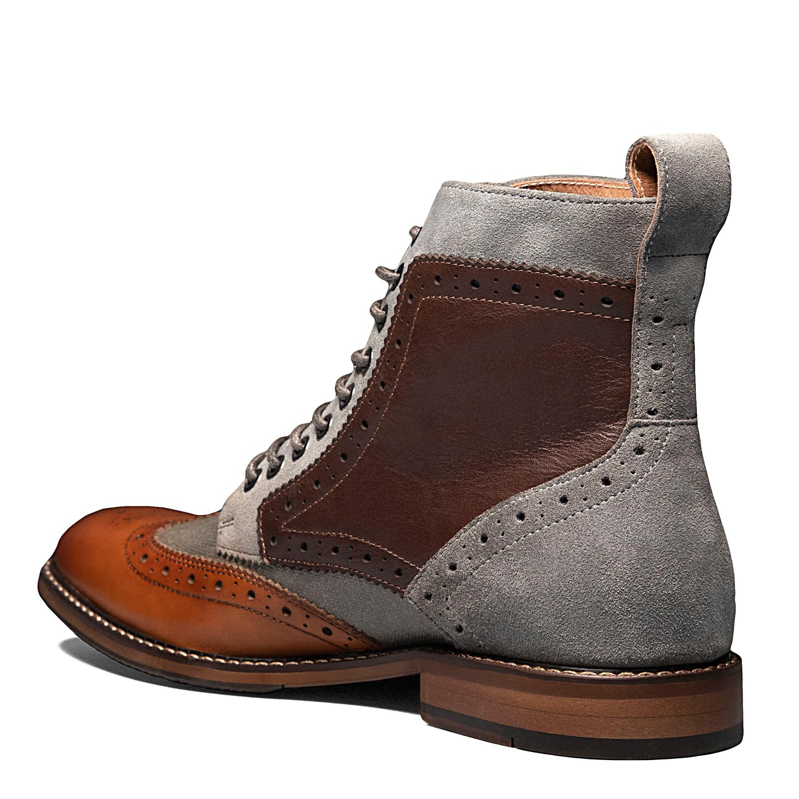 STACY ADAMS Men's Finnegan Wingtip Lace Up Boot - Classic Dress Boots for Business & Formal Occasions | Comfortable Oxford Shoes for Office, Wedding & Professional Events