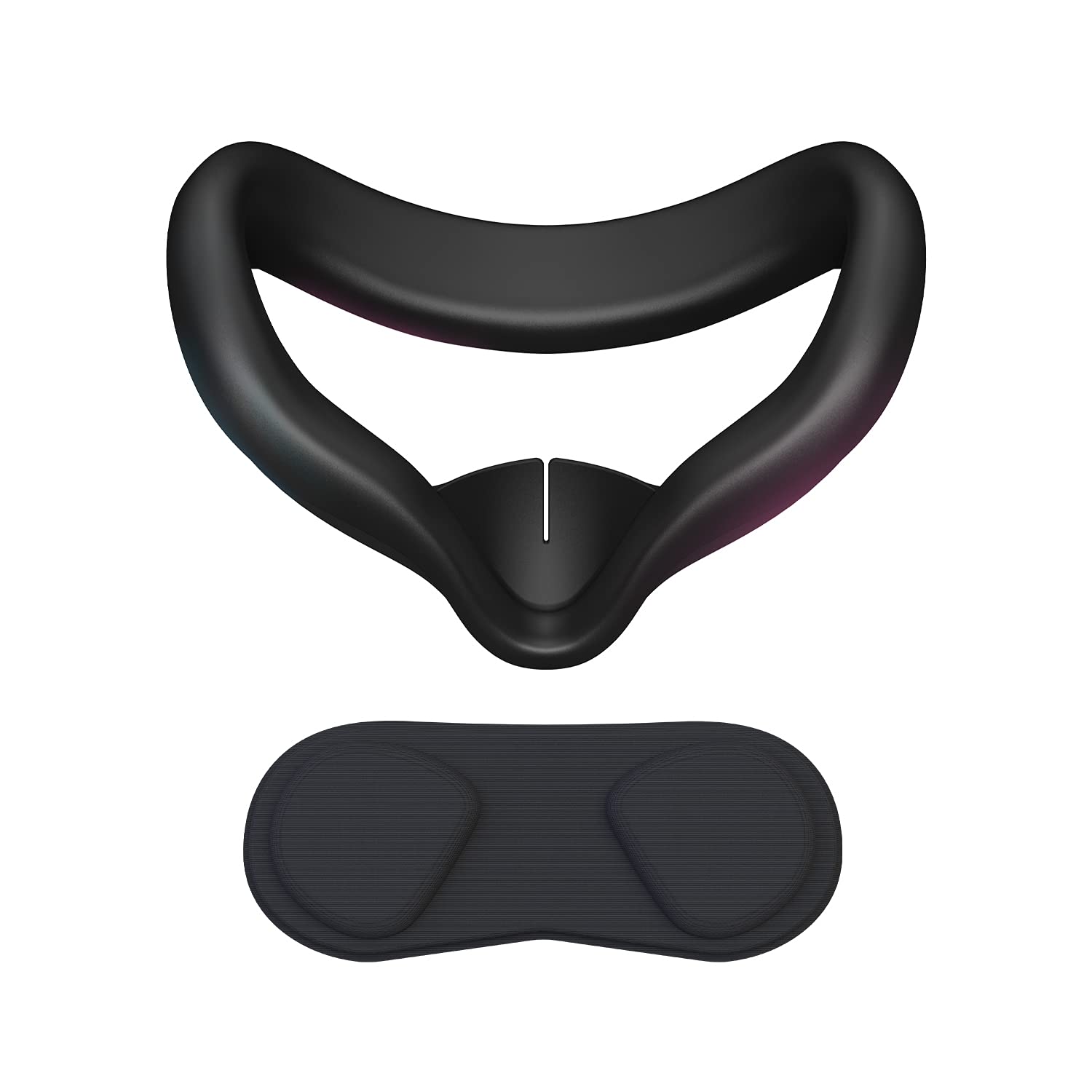 CNBEYOUNG VR Face Cover & Lens Cover for Oculus Quest 2 - Sweatproof Silicone Face Pad Mask, Washable Lightproof Anti-Leak Cushion Replacement (Black) - Perfect for Gaming, Fitness VR & Movie Watching