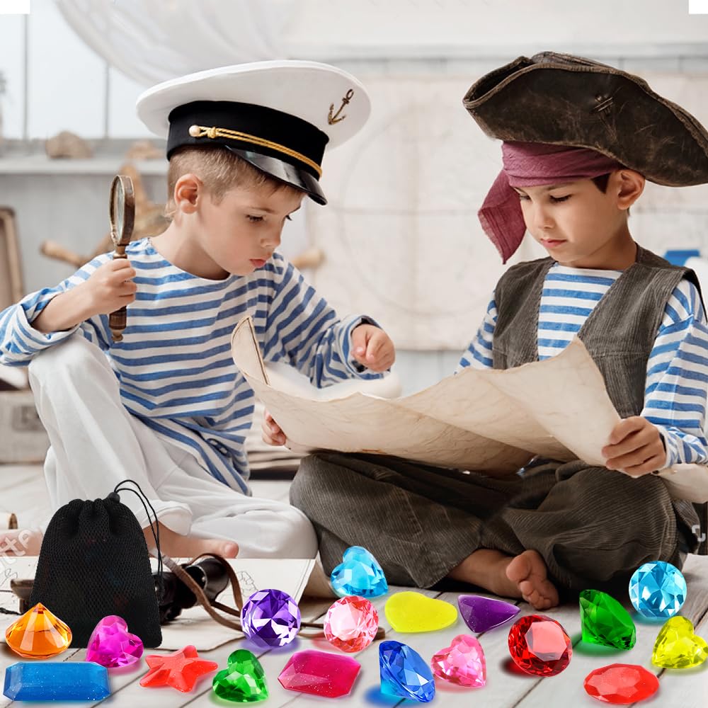 18PCS Acrylic Colorful Diving Gem Pool Toys - Pirate Treasure Underwater Swimming Gems for Kids, Summer Pool & Beach Party Favors, Birthday Gifts (Perfect for Pool Games, Treasure Hunts & Underwater Adventures)