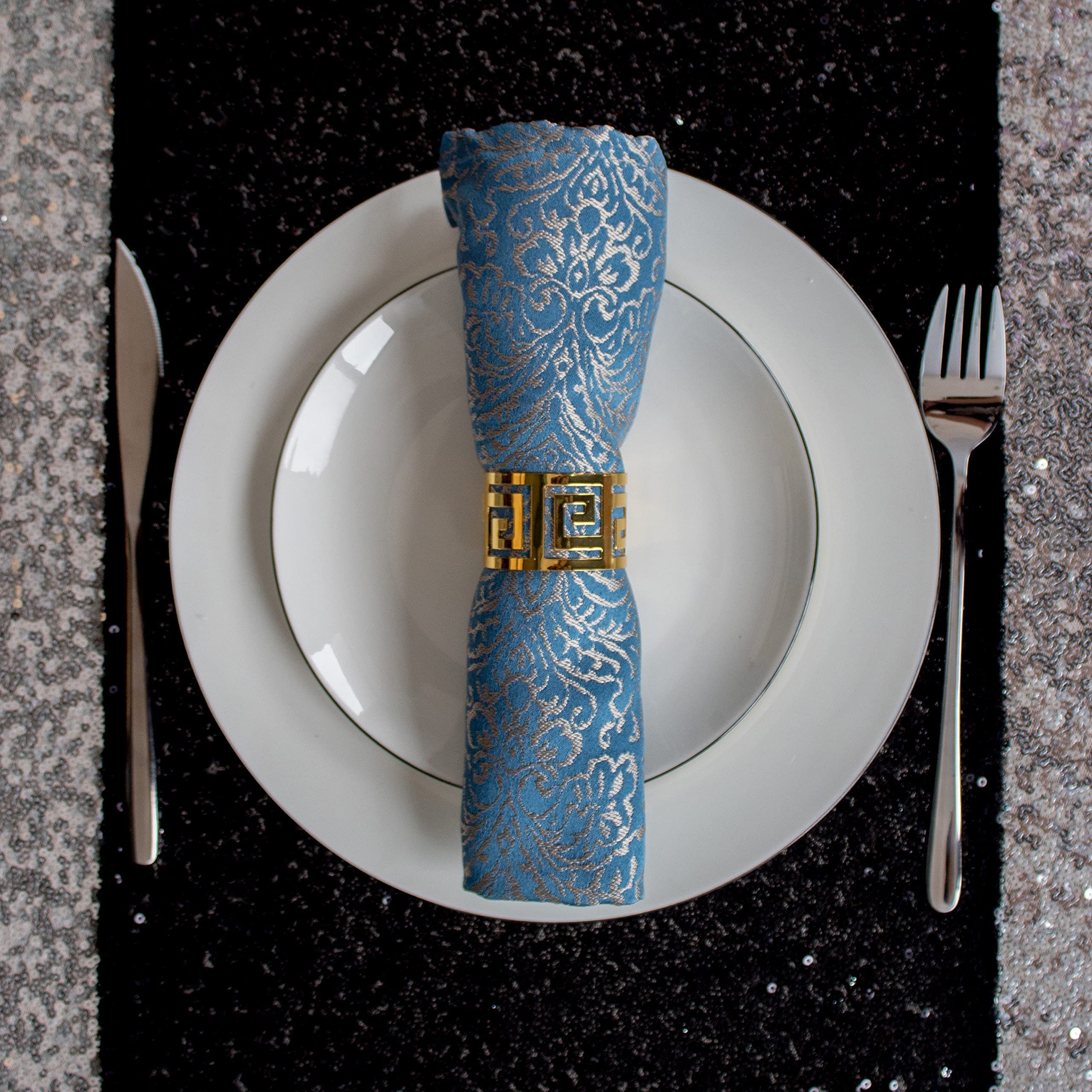 12 Pack Black Sequin Table Runner 12