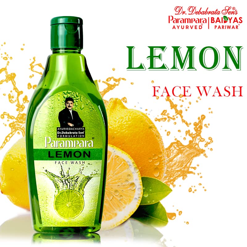 Parampara Ayurvedic Lemon Face & Body Wash with Vitamin C & Neem - Brightening & Cleansing Gel for Men & Women | Soap-Free, Hydrating Formula | Deep Cleanses & Nourishes Skin | 100ml | Perfect for Daily Skincare & Post-Workout Refreshment