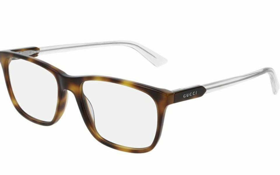 Gucci GG 0490O 008 Havana Transparent Square Unisex Eyeglasses | Designer Sunglasses for Men & Women | Perfect for Outdoor Activities & Fashion Accessories