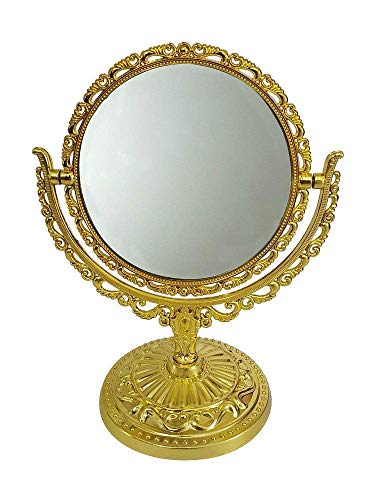 Stylish Gold Vanity Mirror for Shaving & Makeup - RAAYA Adjustable Dressing Room Mirror with LED Lights | Perfect for Bathroom, Bedroom & Salon Use