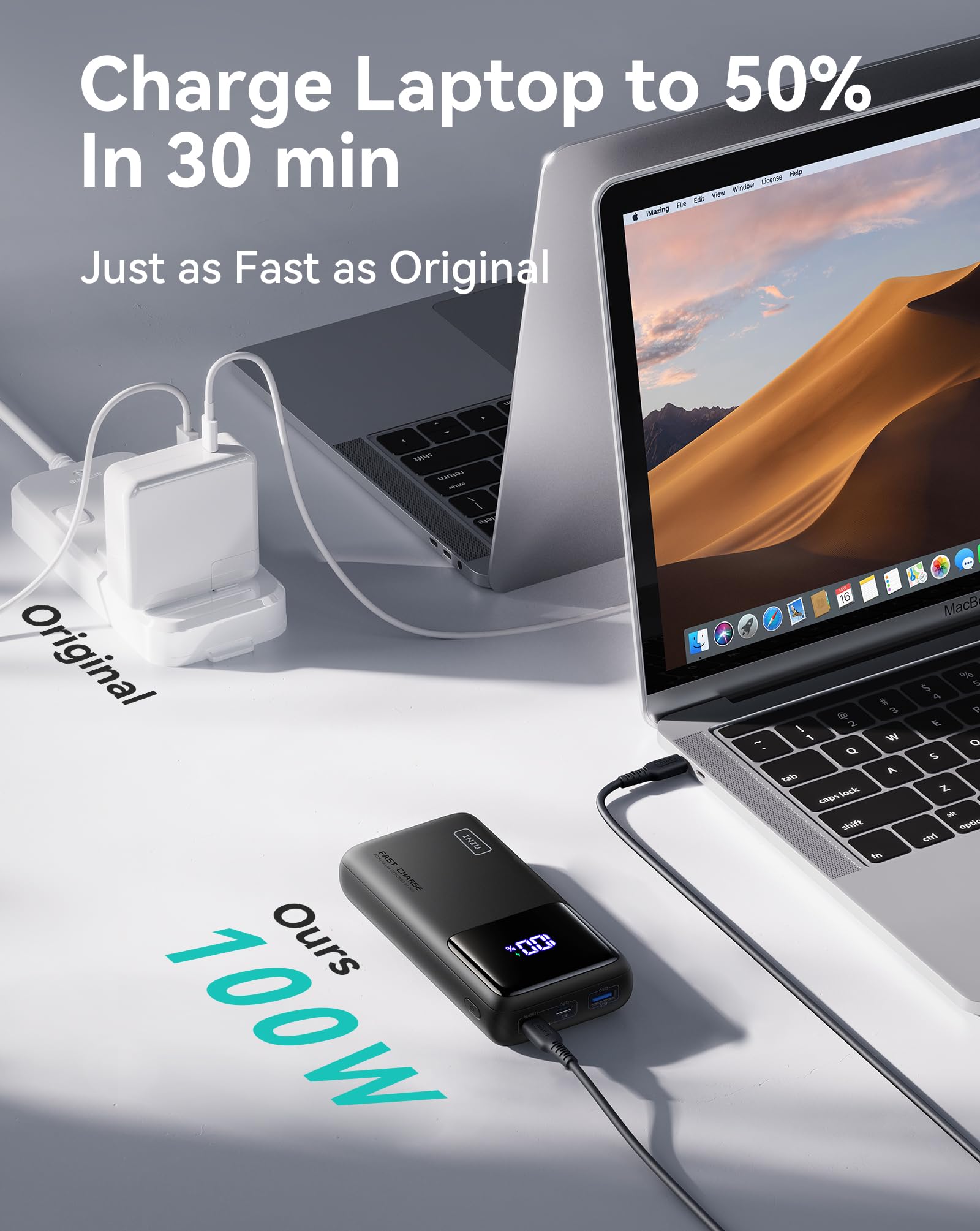INIU 25000mAh 100W PD Power Bank - Fast Charging Portable Charger with USB C Input/Output for Laptop, iPhone 16/15/14/13/12, Samsung, iPad, Steam Deck - Perfect for Travel, Camping & Emergency Power Backup