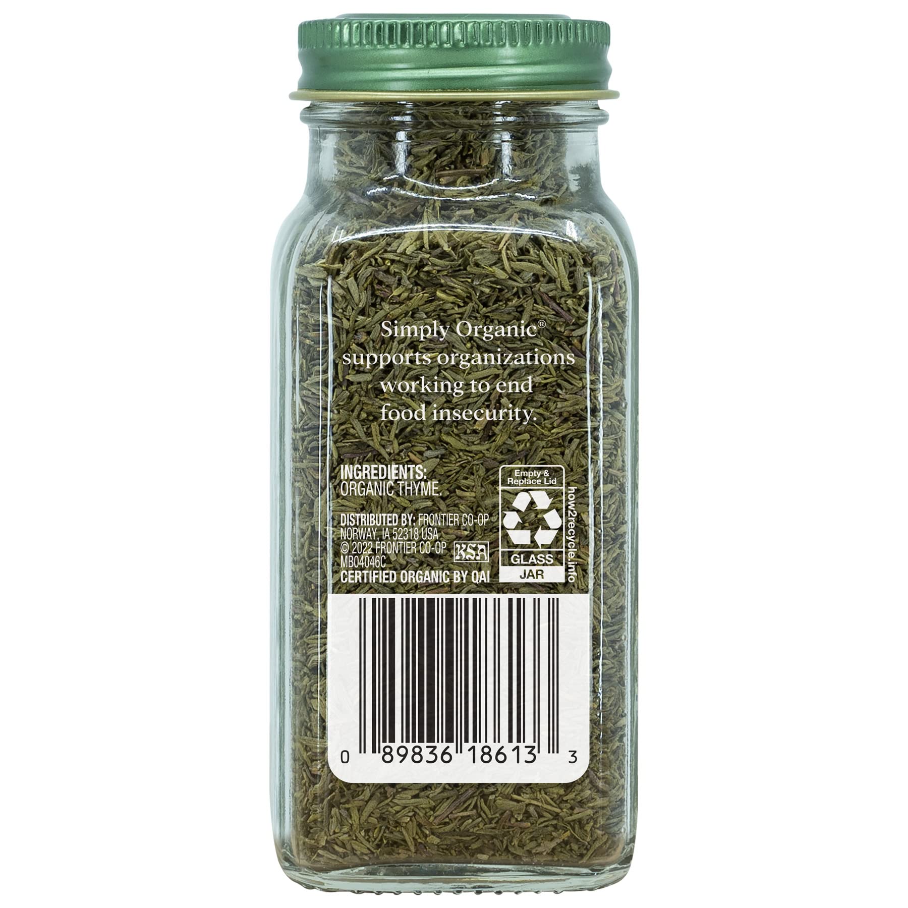 Organic Whole Thyme Leaf - USDA Certified, 0.78 oz (22g) | Thymus Vulgaris L. | Perfect for Cooking, Tea & Herbal Remedies