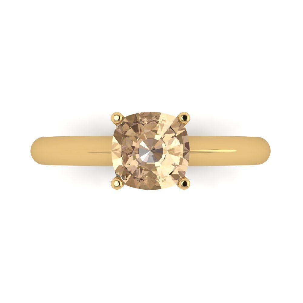 1.50 ct Cushion Cut Yellow Moissanite Engagement Ring - 14k Yellow Gold Solitaire Bridal Wedding Ring for Women | Anniversary, Proposal, Valentine's Day Gift
