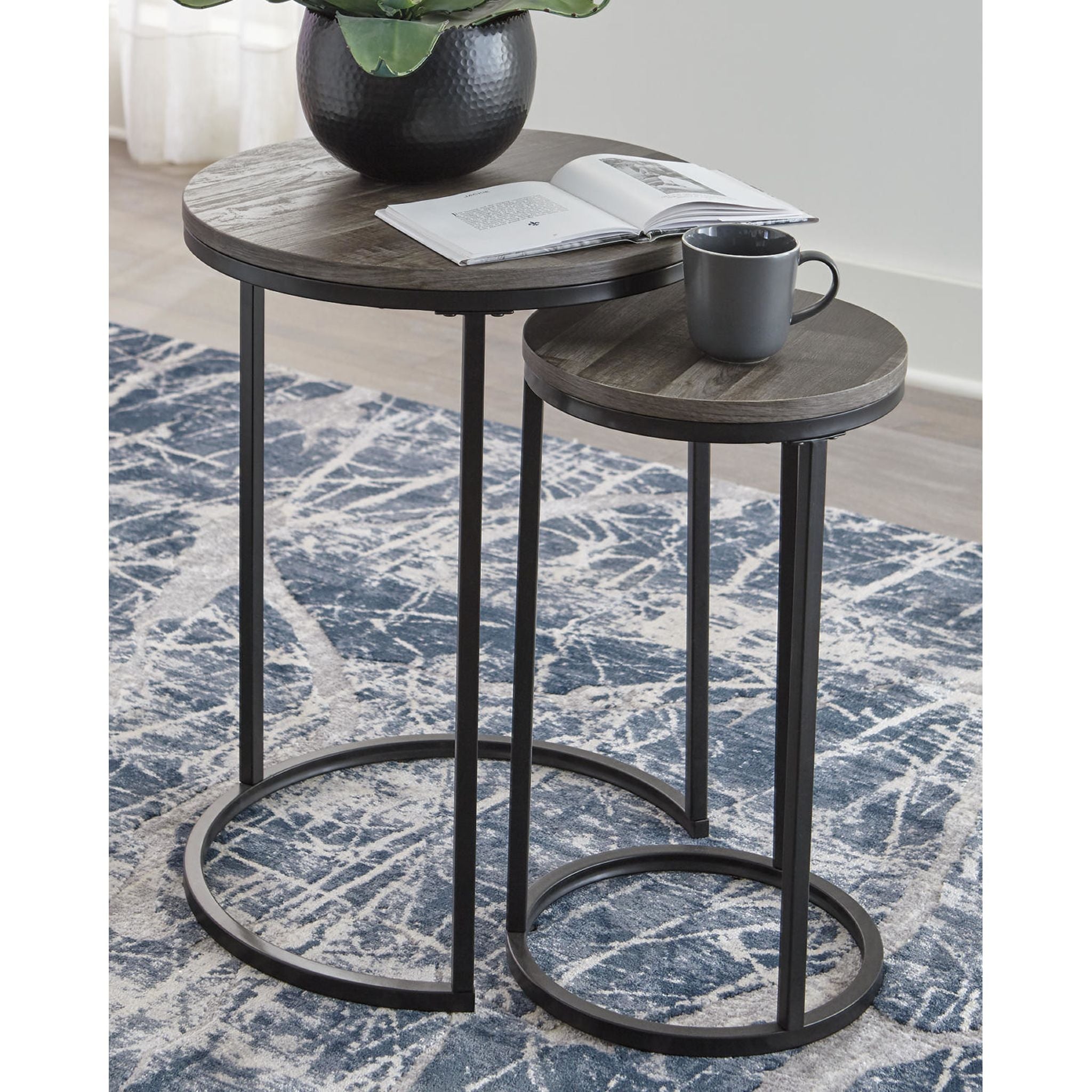 Briarsboro Accent Table Set of 2 - Modern Gray and Black Side Tables for Living Room, Bedroom or Office - Perfect for Coffee, Lamp or Decor Display