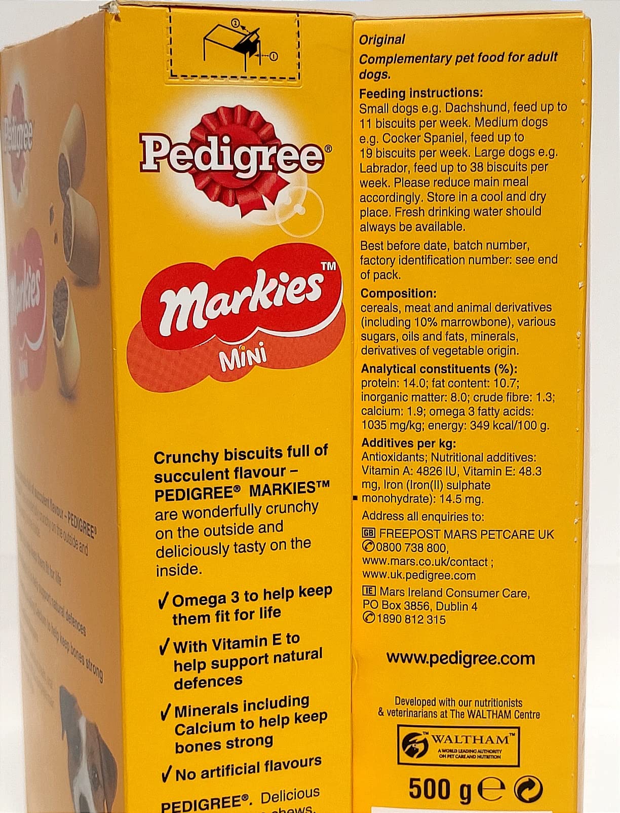 Pedigree Markies Minis Dog Treats - Tasty Marrowbone Biscuit Snacks for Small & Medium Dogs, 500g x 2 Pack - Perfect for Training Rewards & Dental Health Care