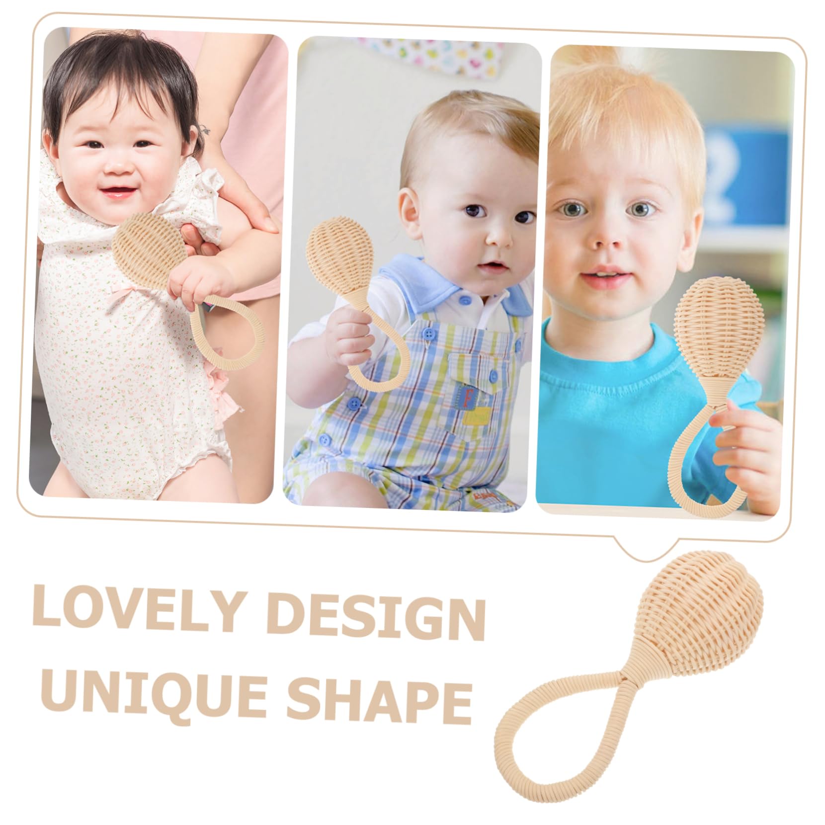Natural Rattan Baby Rattle Toy - Cute Hand Grasping Shaker with Bell for Newborns & Infants - Perfect for Sensory Play, Early Development & Nursery Decor