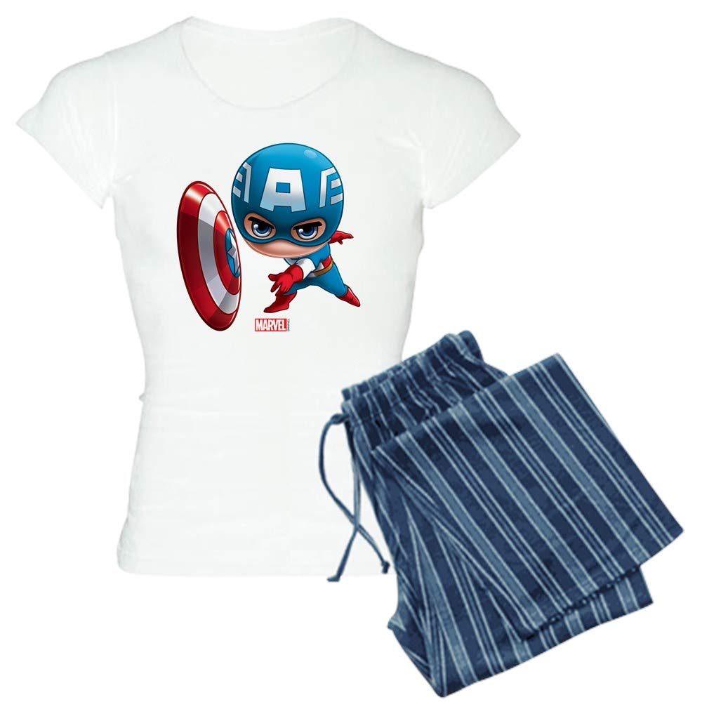 Chibi Captain America Women's Pajamas - Soft & Comfortable Marvel Superhero Sleepwear for Lounge & Bedtime