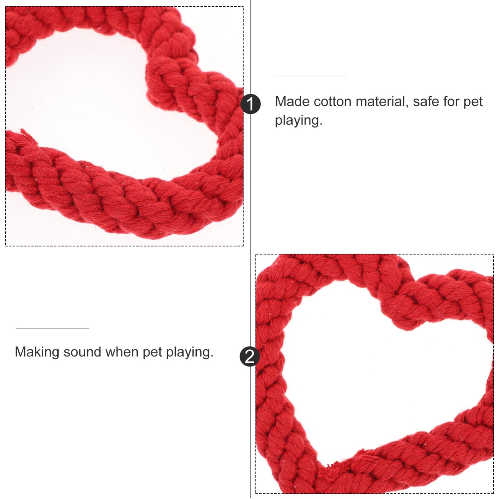 4pcs Dog Chew Toys - Cotton Rope Puppy Teething Toys with Red Heart Shape for Small & Medium Dogs | Valentine's Day, New Year & Pet Party Supplies (Random Colors) | Perfect for Training, Playtime & Dental Health
