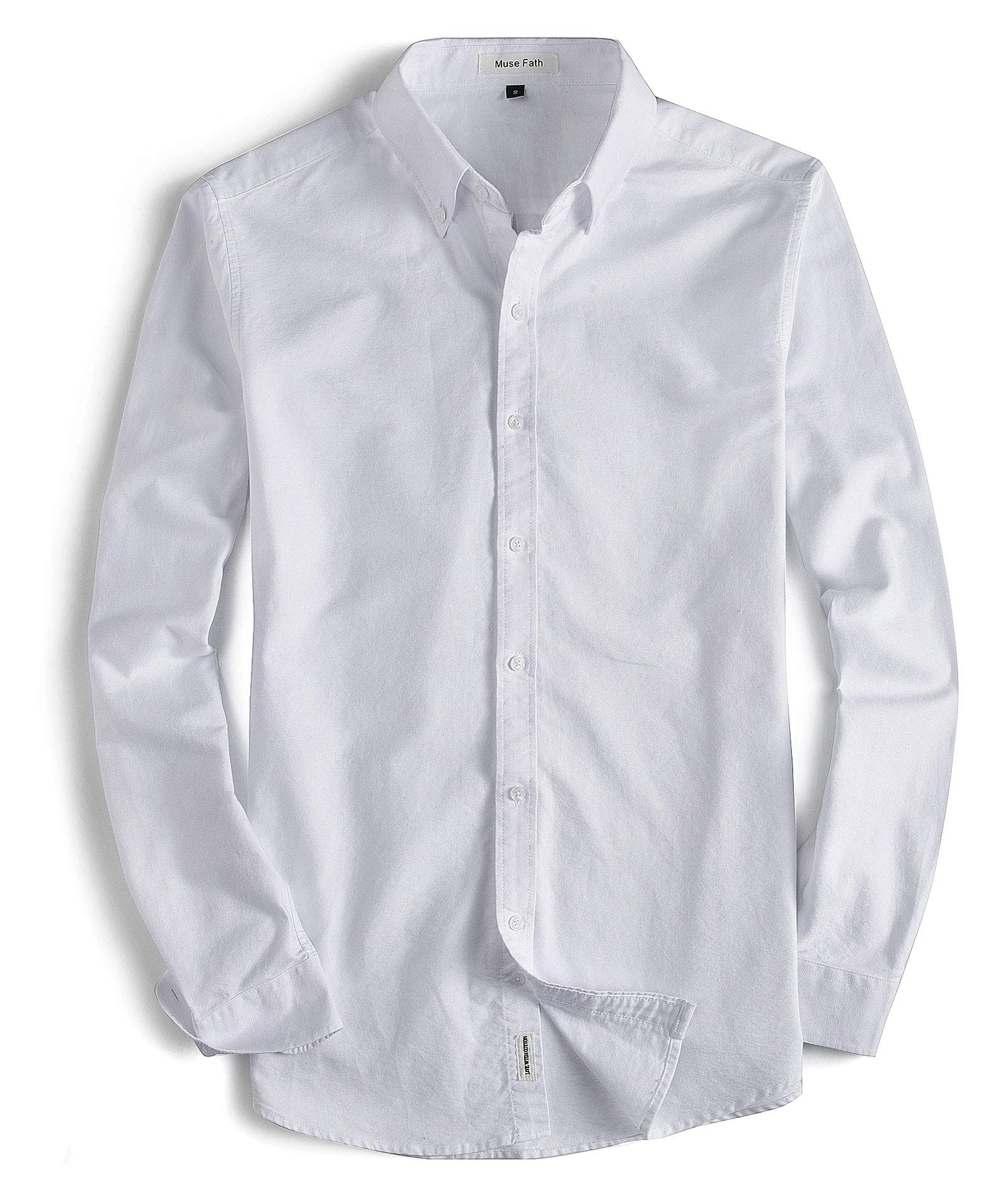 MUSE FATH Men's Oxford Dress Shirt - 100% Cotton Casual Button Down Shirt for Business & Office Wear - Slim Fit Long Sleeve Formal Shirt for Work, Interview & Special Occasions