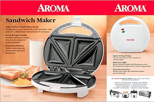 **Aroma Sandwich Maker - 2 Slice Nonstick Electric Panini Press with Adjustable Temperature Control for Grilled Cheese, Paninis & More - Perfect for Home, Office & Dorm Use**