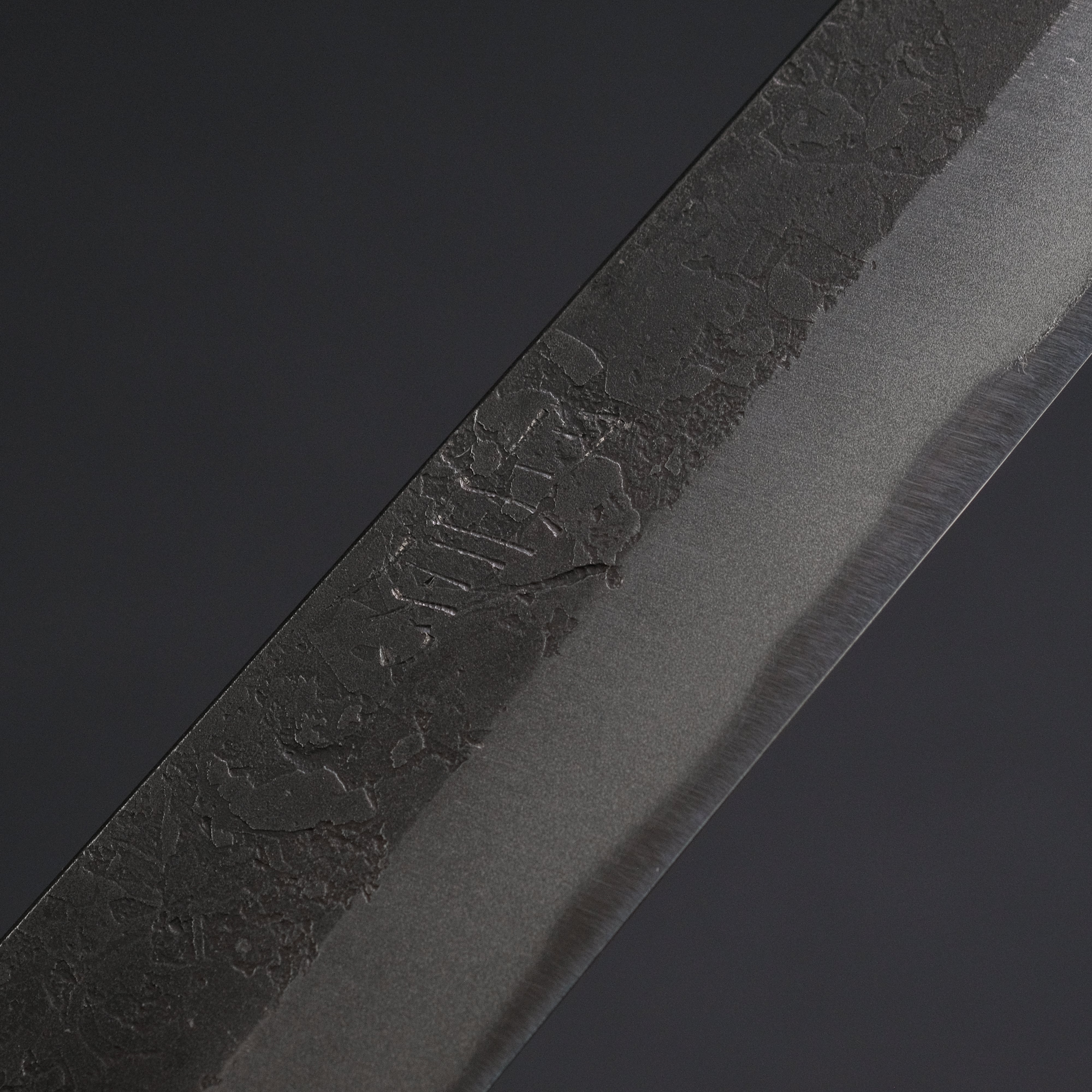 Akifusa Wakui Kurouchi Nashiji Blue #2 Sujihiki 210mm Japanese Chef Knife with Ebony Handle - Premium Slicing Knife for Sushi, Meat & Fish - Professional Kitchen & Home Cooking Essential (Discounted)