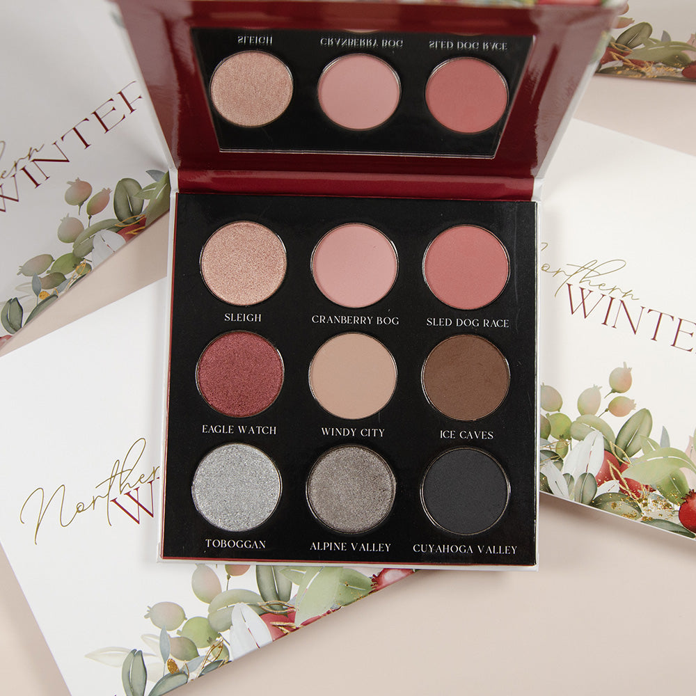 Sydney Grace Northern Winter Eyeshadow Palette - 12 Matte & Shimmer Shades for Holiday & Party Makeup | Vegan & Cruelty-Free Eyeshadow Palette for Winter & Christmas Looks