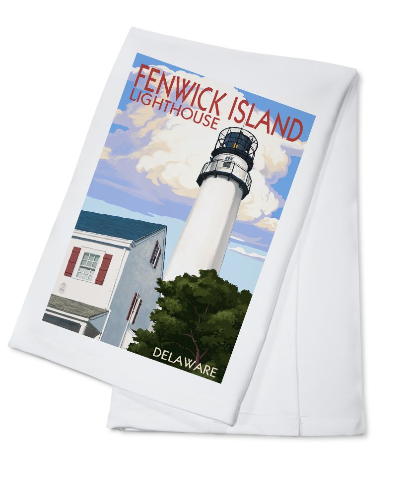 Fenwick Island Delaware Lighthouse Tea Towel - 100% Cotton Decorative Hand Towel for Kitchen & Home | Perfect for Coastal Decor, Beach House Gift & Dish Drying