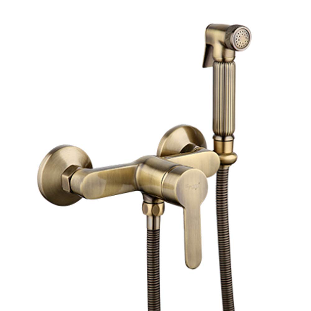 Brass Bidet Sprayer Set - Portable Cloth Diaper Washer & Wall Mounted Shower Sprayer with Single Handle for Toilet Cleaning & Personal Hygiene (Bronze) - Perfect for Bathroom Hygiene, Baby Care & Eco-Friendly Cleaning