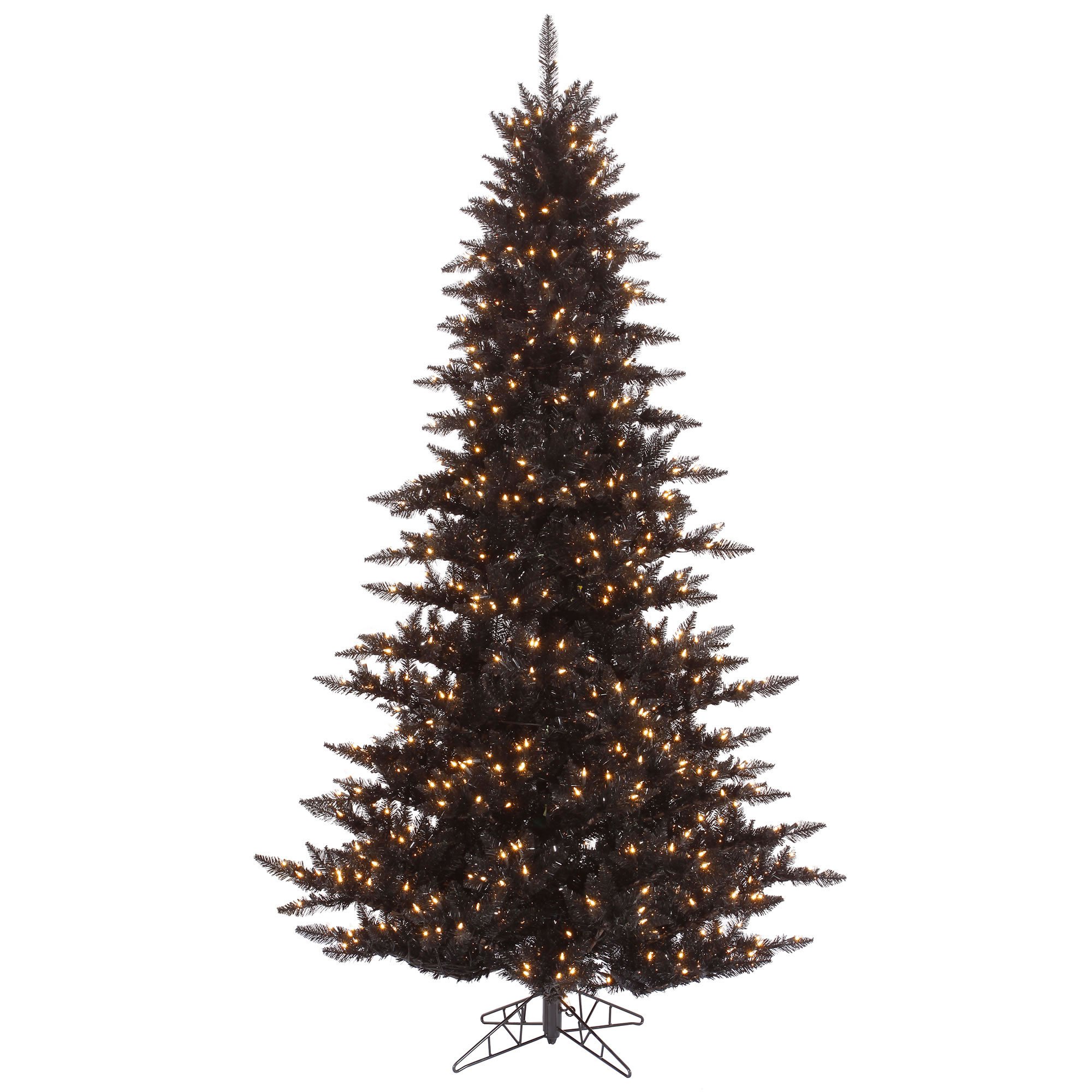 Vickerman 4.5 Foot Pre-Lit Artificial Christmas Tree with Warm White LED Lights - Black Fir Holiday Decor for Home, Office & Party Decoration