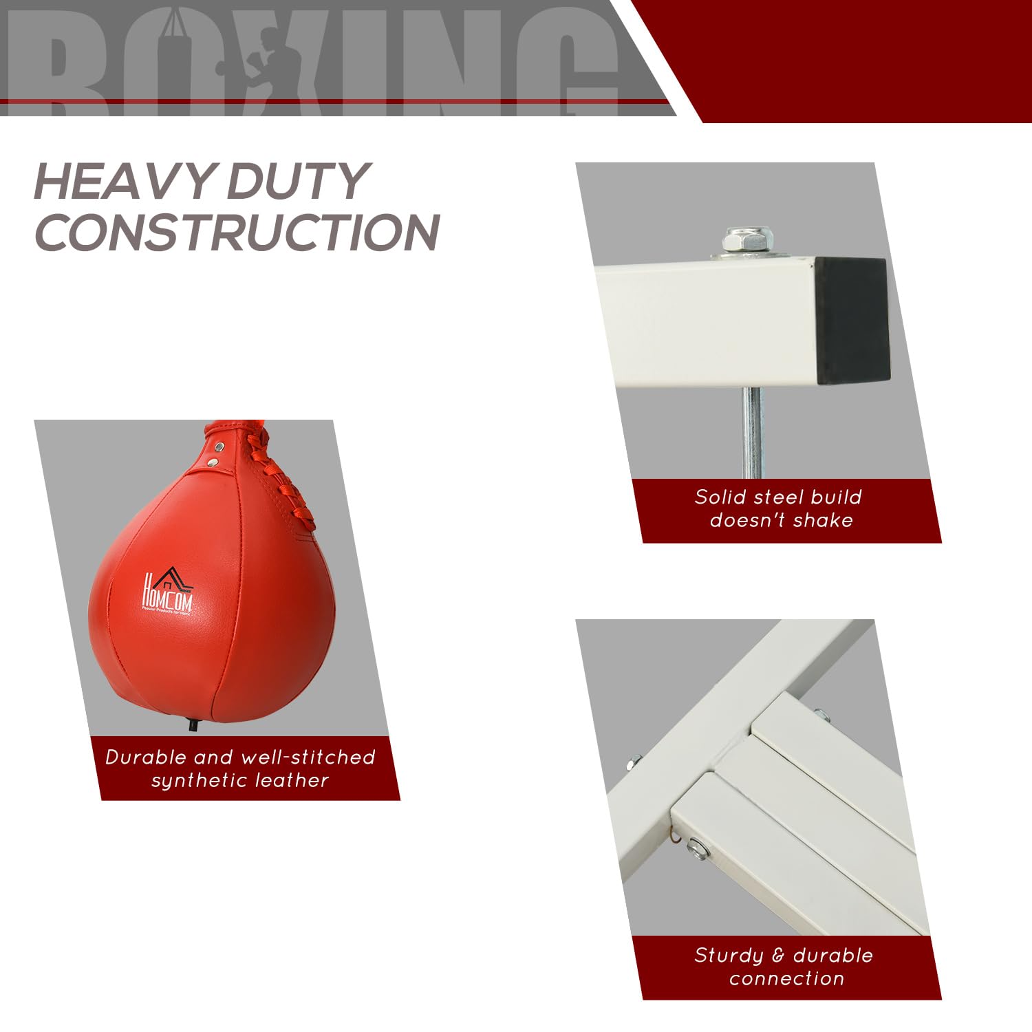 Soozier 2 in 1 Adjustable Height Punching Bag Stand with Weighted Base & Speed Bag - Heavy Duty Freestanding Boxing Stand for Home Gym, MMA Training, Kickboxing & Fitness Workouts