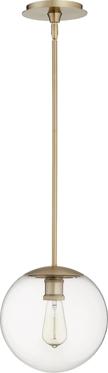 10W Single Light Pendant Fixture in Aged Brass - Perfect for Kitchen Island, Dining Room, or Entryway Lighting
