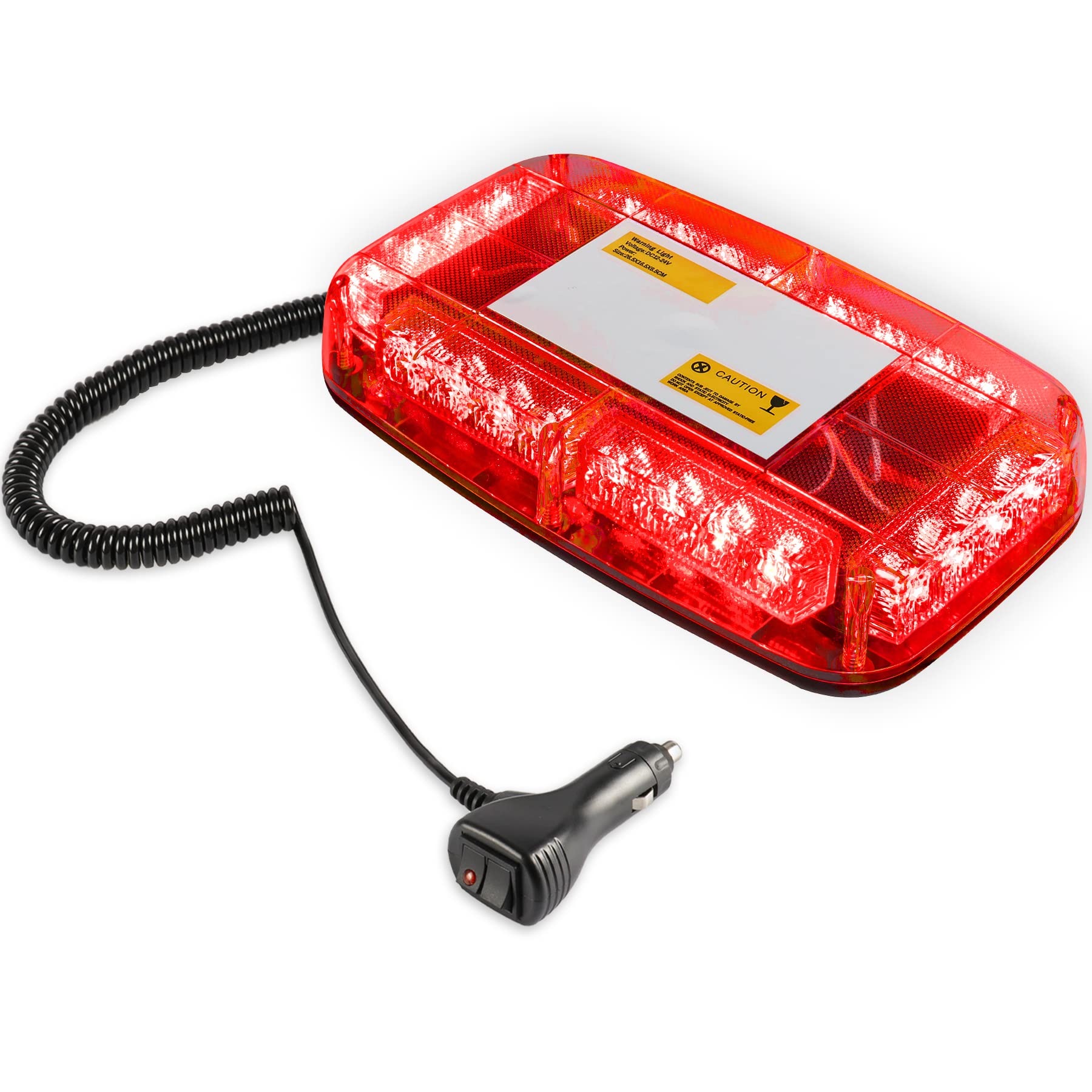UYYE 24LED Mini Strobe Light Strip with Magnetic Base - Red Emergency Vehicle Lights for Trucks, Snow Plows, Construction Vehicles - 12-27V Waterproof Exterior Accessories for Road Safety & Warning Signals