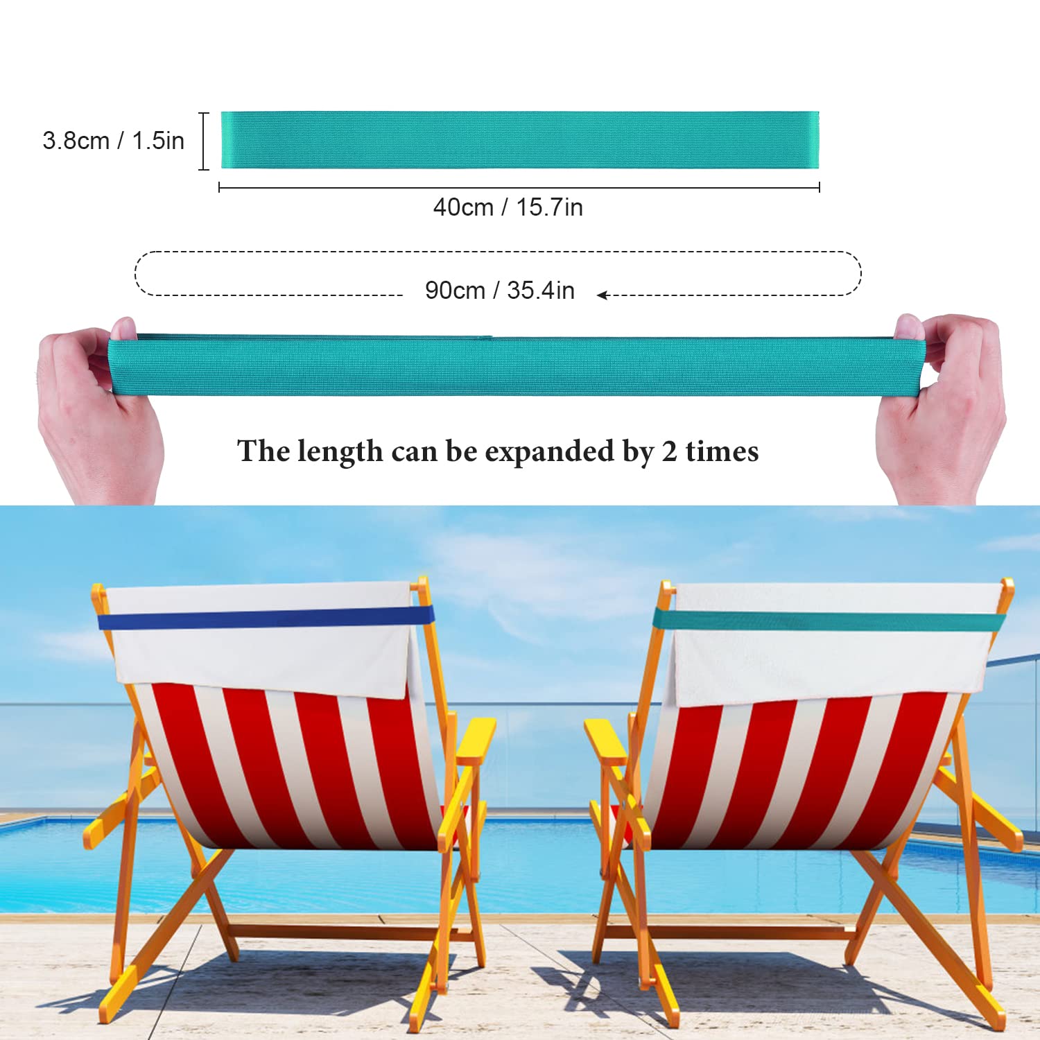 4 Pack Stretch Silicone Beach Towel Clips - Blue & Turquoise, Secure Towels on Beach, Pool, Cruise Chairs, Perfect for Outdoor Lounging and Travel Accessories