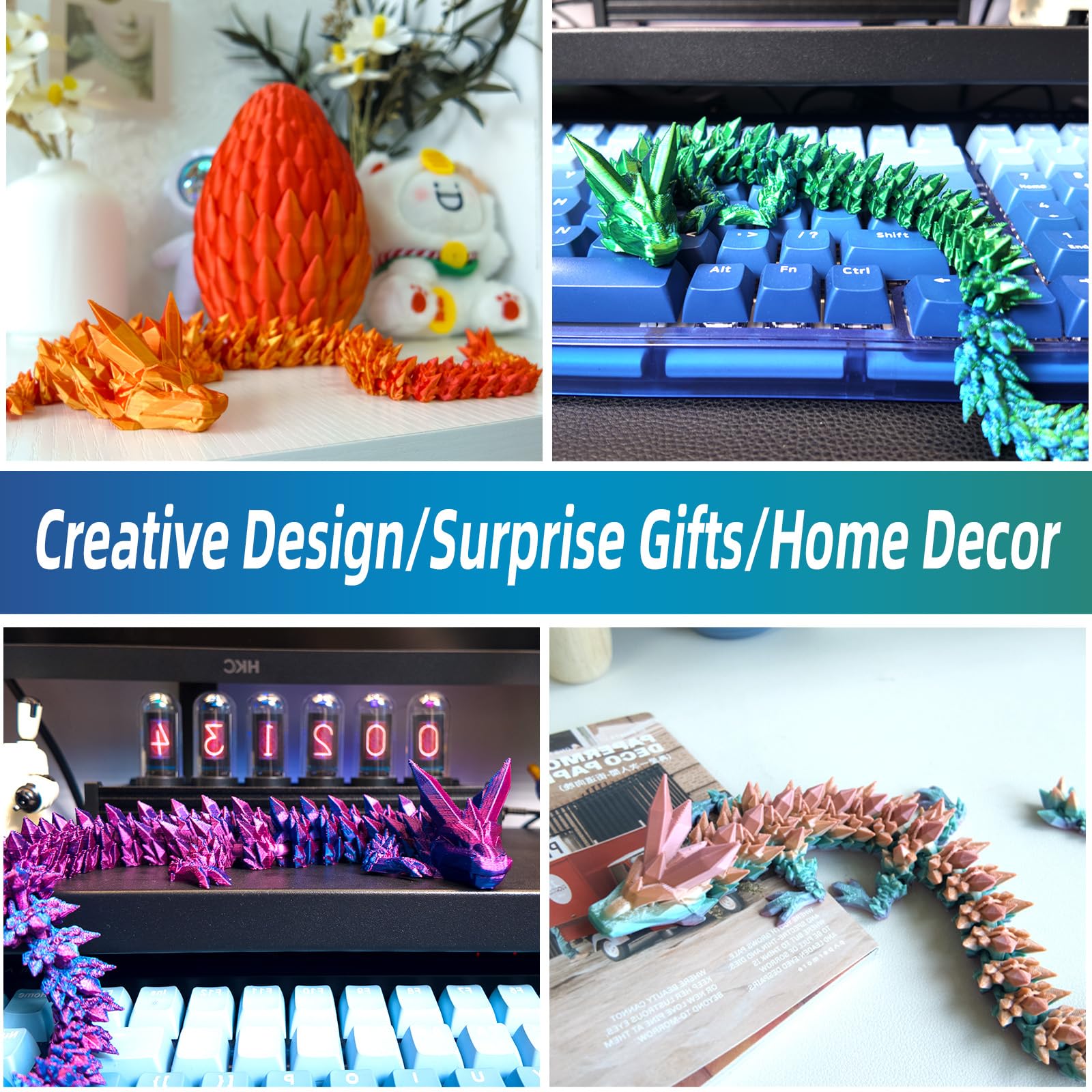 3D Printed Dragon Egg - 15 Inch Crystal Dragon Easter Egg, Surprise Fidget Toy for Kids & Adults, Unique Home Office Decor Gift for Birthdays & Holidays - Perfect for Stress Relief, Party Favors, and Fantasy Themed Collections
