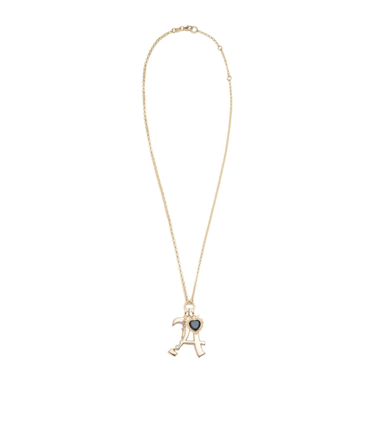 Gemstone Heart & Oversized Initial Open Chain Necklace - Dainty Personalized Jewelry for Women | Perfect Gift for Valentine's Day, Anniversary & Special Occasions