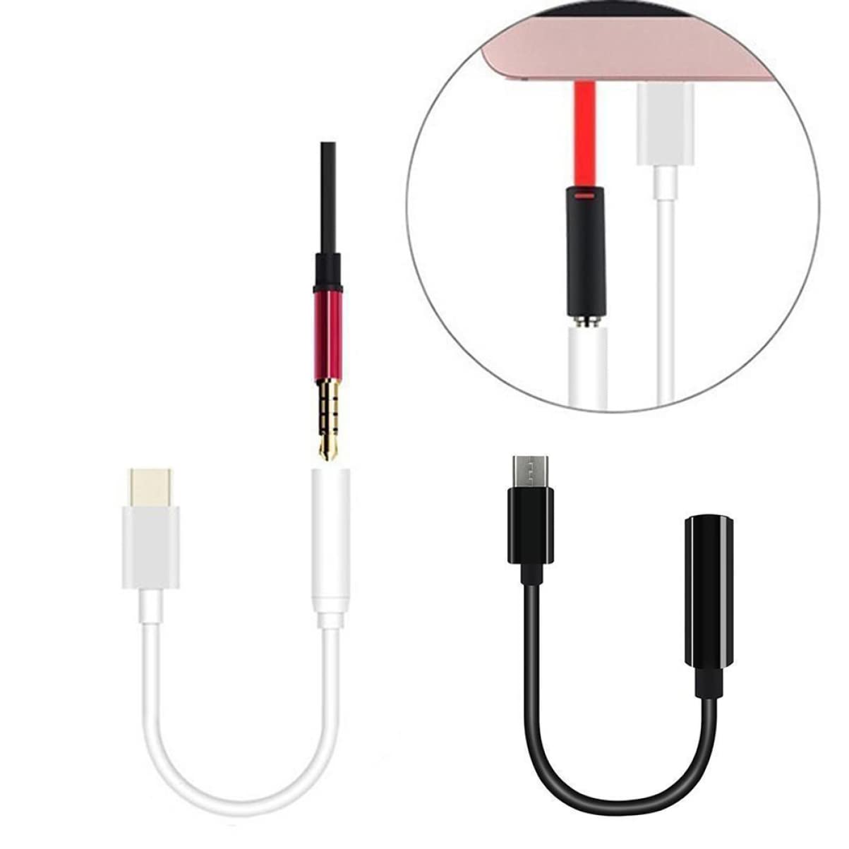 Mikikit 2-Pack Type-C to 3.5mm Headphone Adapter, USB-C Male to AUX Female Audio Cable, Black - Compatible with Smartphones, Tablets & Laptops for Music, Gaming & Calls