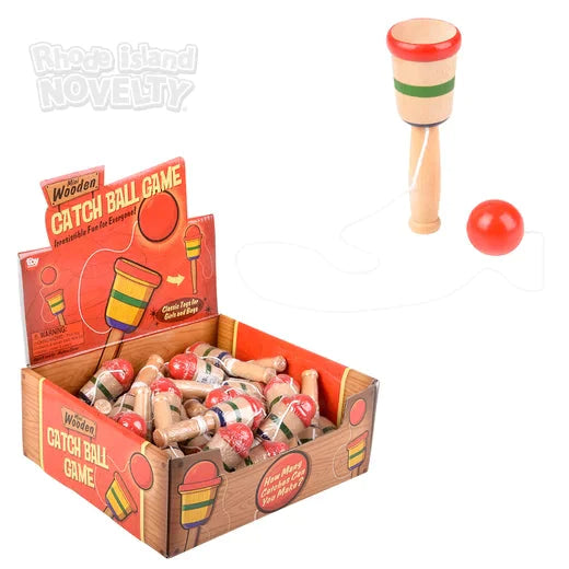 4-Piece Mini Wooden Catch Ball Game Set - Fun Outdoor & Indoor Family Activity for Kids & Adults - Perfect for Backyard, Beach, Picnics & Parties