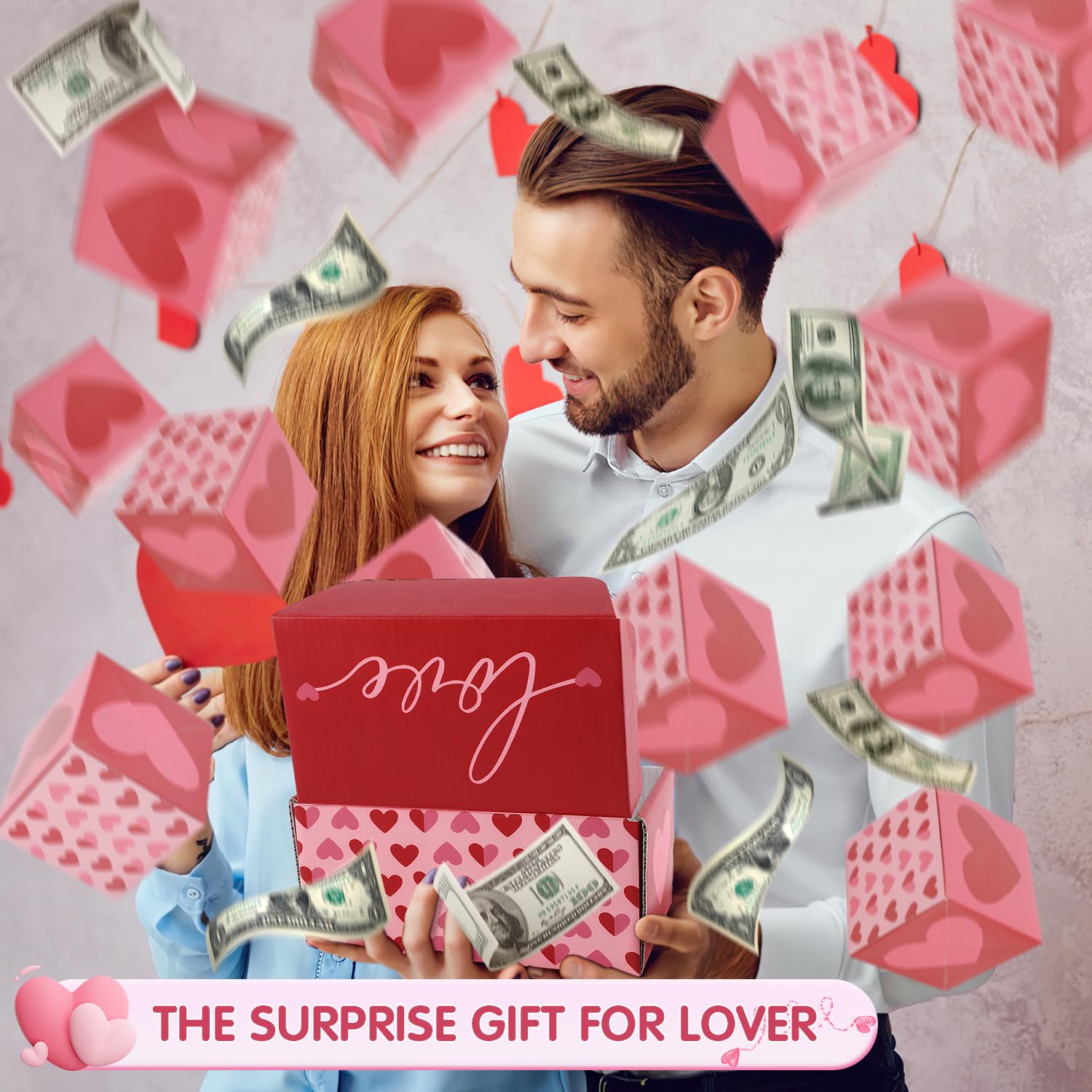 Rednow Money Surprise Box - Pop Up Explosion Gift Box for Cash, Folding Bouncing Gift Box for Christmas, Birthday & Valentine's Day - Perfect for Surprise Money Gifts, Party Favors and Special Occasions