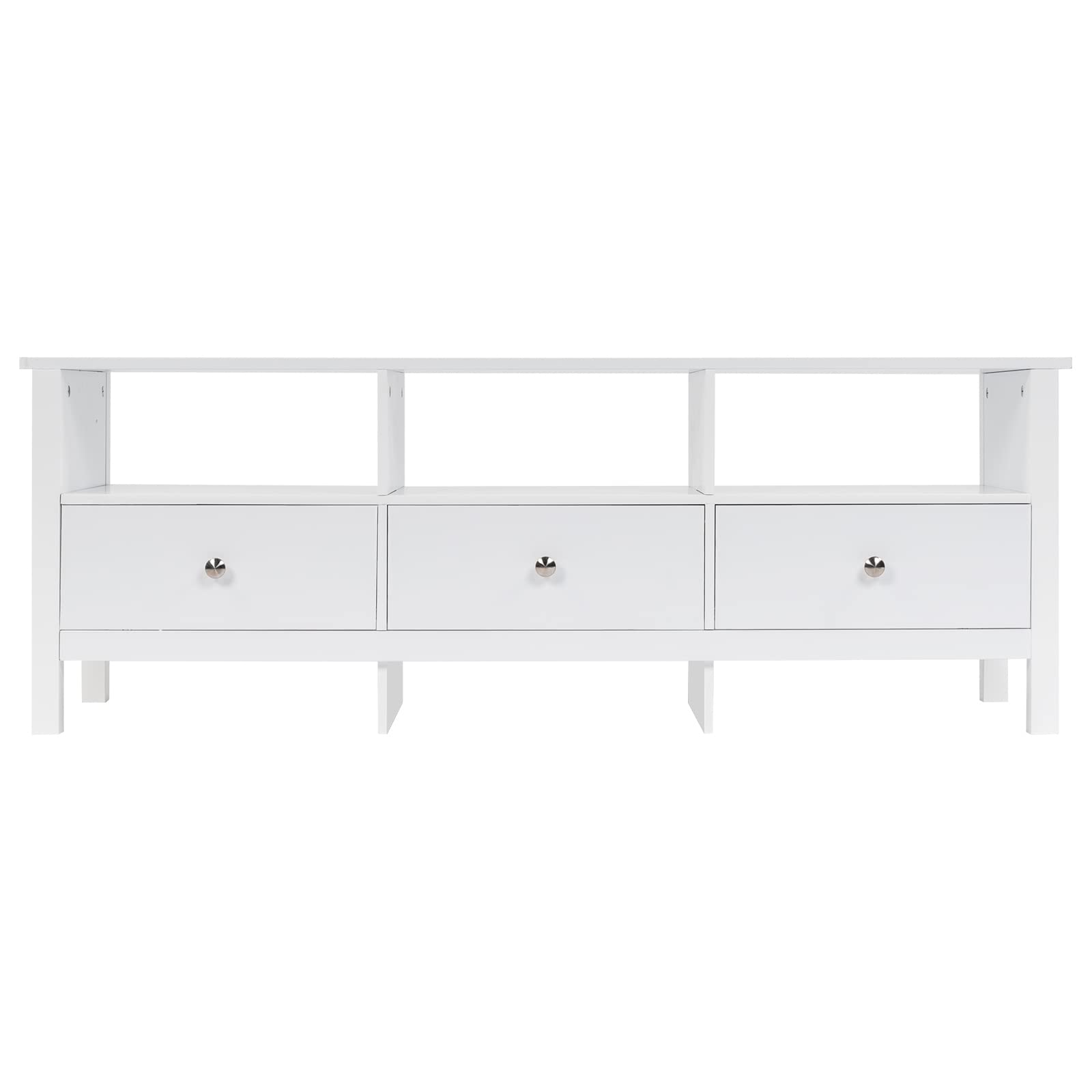 Keseno Simple MDF Spray Paint 3 Pump TV Stand Cabinet - White Modern Entertainment Center for Living Room, Bedroom & Game Room - Perfect for TV Storage & Home Organization