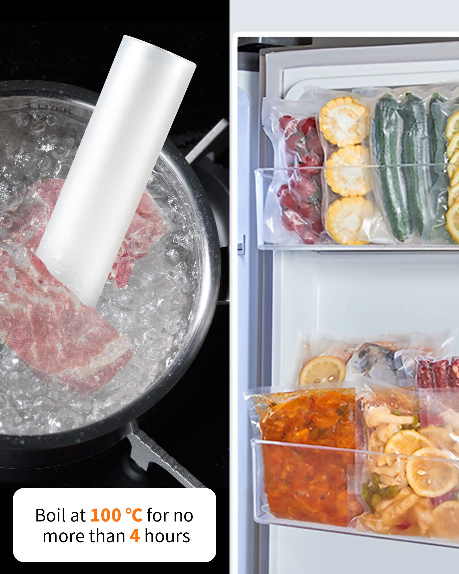 Nutri-Lock BPA-Free Vacuum Sealer Bags Rolls for Food Storage - 2 Rolls 8