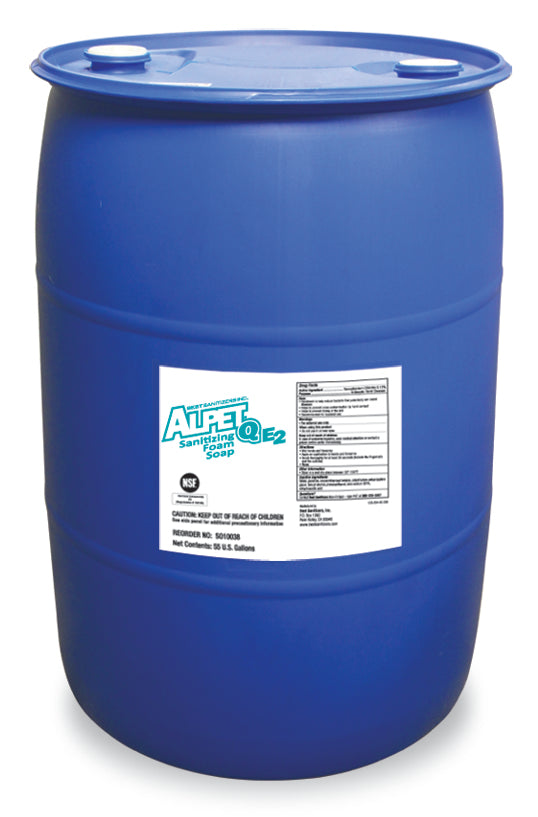 Alpet Q E2 Sanitizing Foam Soap - 55 Gallon Bulk Refill (1 Each) | Antibacterial Hand Sanitizer for Commercial Use in Restaurants, Hospitals & Schools