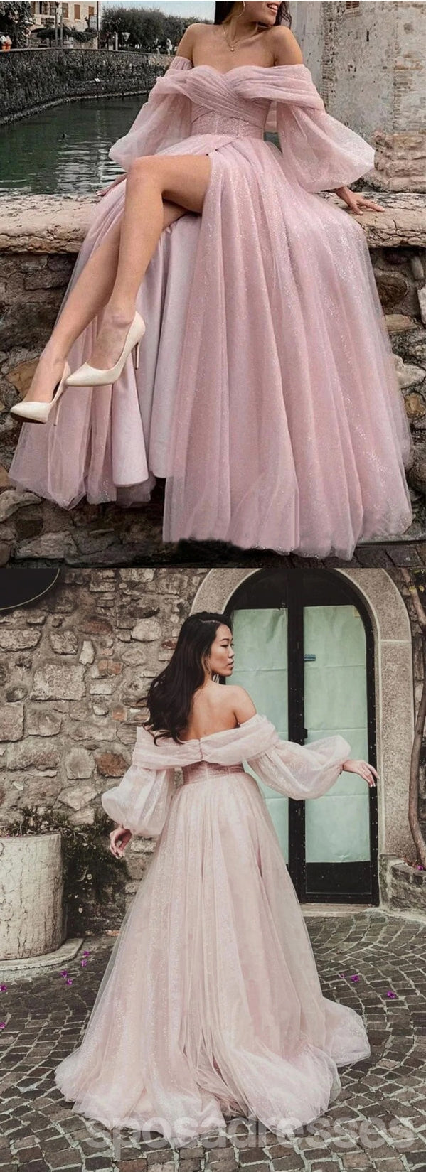 Elegant Pink A-Line High Slit Long Prom Dresses for Women - Formal Evening Gown for Homecoming, Wedding, Party & Special Occasions