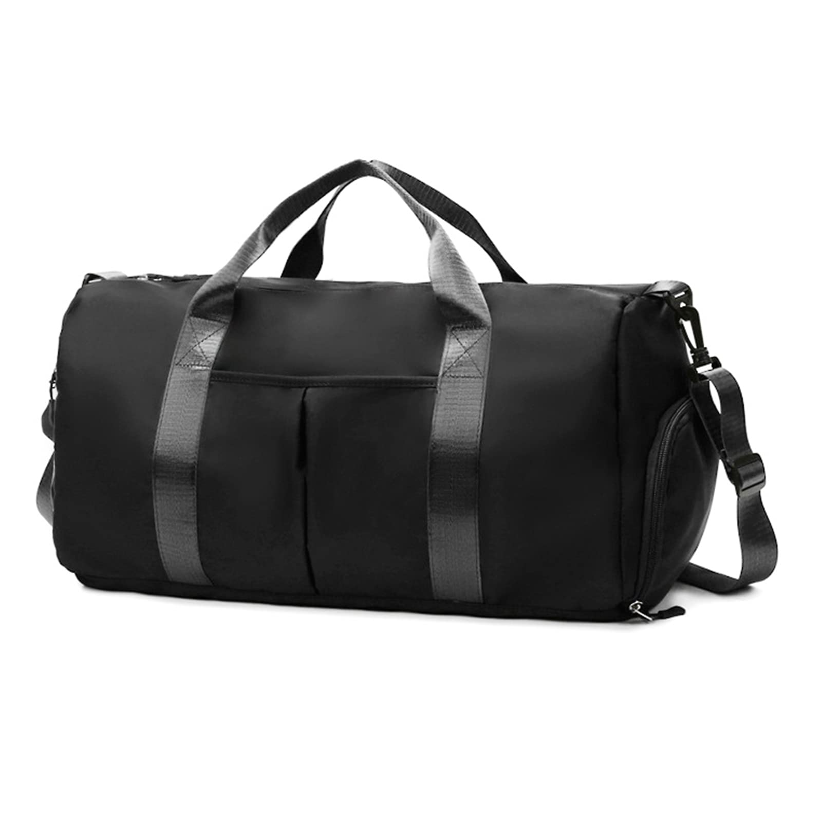 ZGWJ Waterproof Gym Bag with Wet Pocket & Shoe Compartment - Lightweight Sports Duffel for Men & Women - Perfect for Swimming, Travel & Workout - Easy Carry Black Weekender Bag