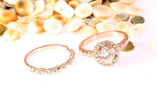 Elegant Rose Gold Plated CZ Diamond Wedding Ring Set for Women - 9-Piece Bridal Jewelry Set for Engagement, Anniversary & Special Occasions