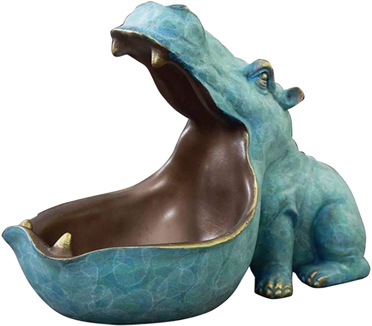 Hippo Shaped Storage Organizer - Animal Sculpture Desktop Organizer for Home & Office Decor, Green - Perfect for Storing Pens, Keys & Small Items on Desk or Shelf