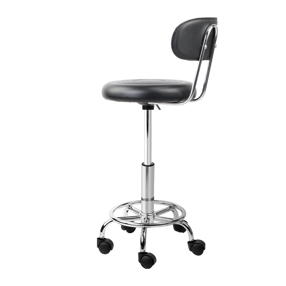 Professional Salon Stool Swivel Chair with Backrest - Adjustable Black Hairdressing Styling Chair for Barber Shops & Beauty Salons