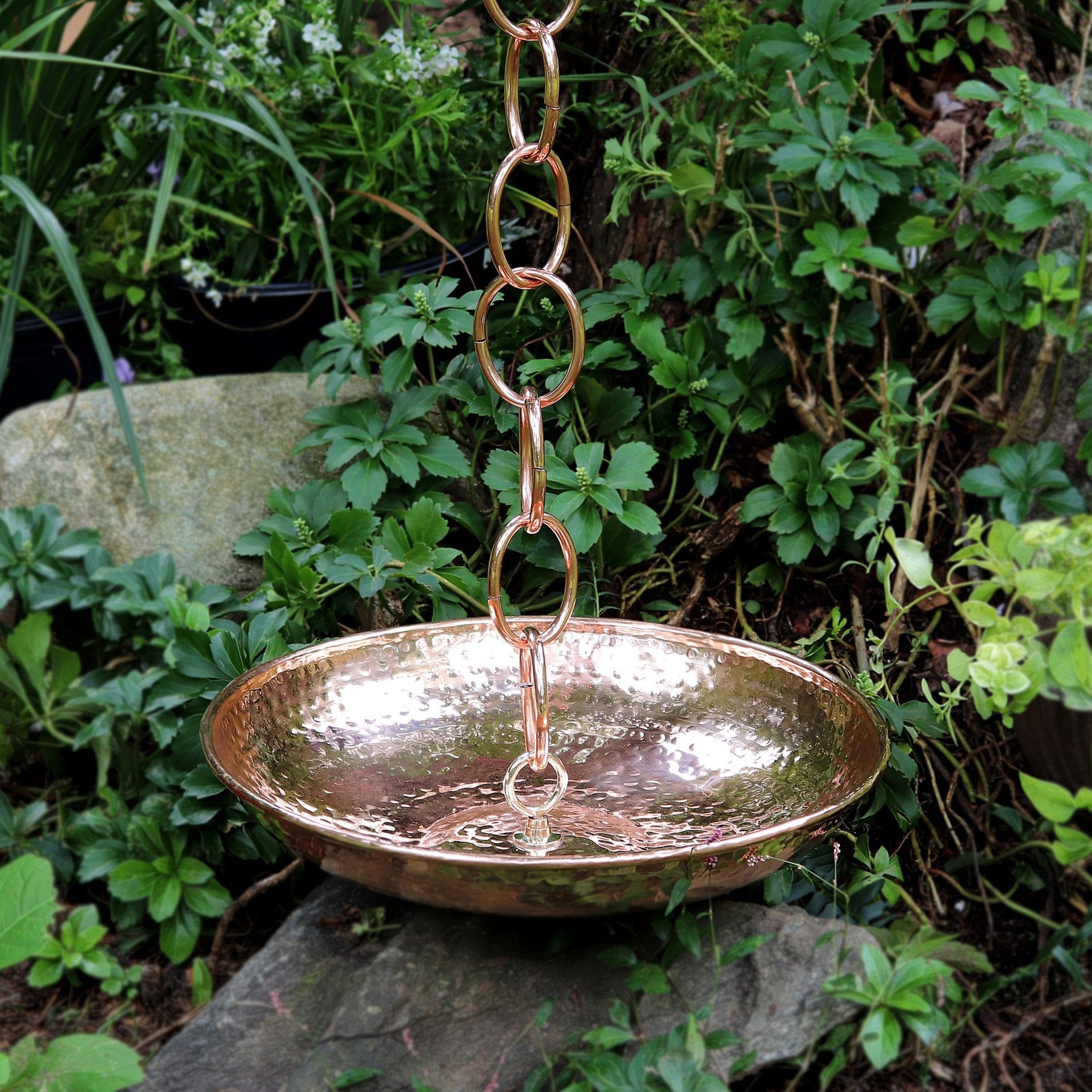 16.5 Inch Copper Rain Chain Basin - Decorative Water Collection Bowl for Garden Downspout Drainage | Perfect for Outdoor Patio, Yard & Japanese Style Landscaping