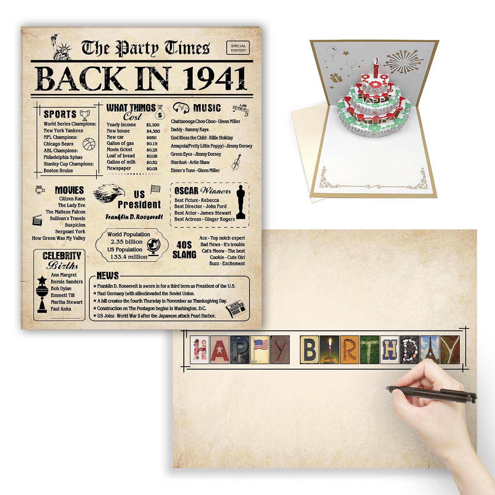 81st Birthday Party Decorations & Supplies - Vintage Themed Guest Book, Poster Card (11x14) for Women & Men - Unique Gift Ideas for 81 Year Old - Perfect for Milestone Celebrations & Memory Keepsakes