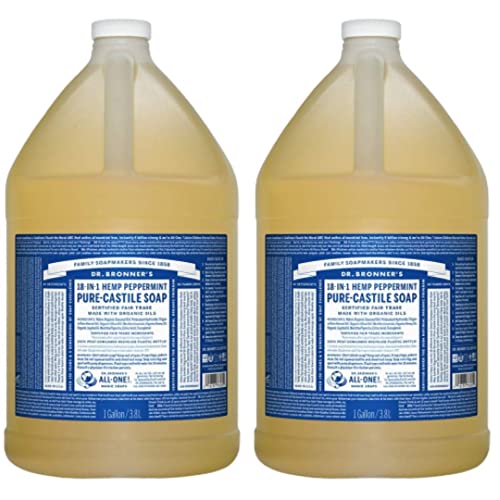 Organic Peppermint Castile Liquid Soap Refill - 18-in-1 All Natural Multipurpose Soap with Essential Oils for Skin Care, Hand Wash, Cleaning, Baby & Pets - 128 Fl Oz (1 Gallon) - Perfect for Home, Kitchen, Bathroom & Eco-Friendly Cleaning